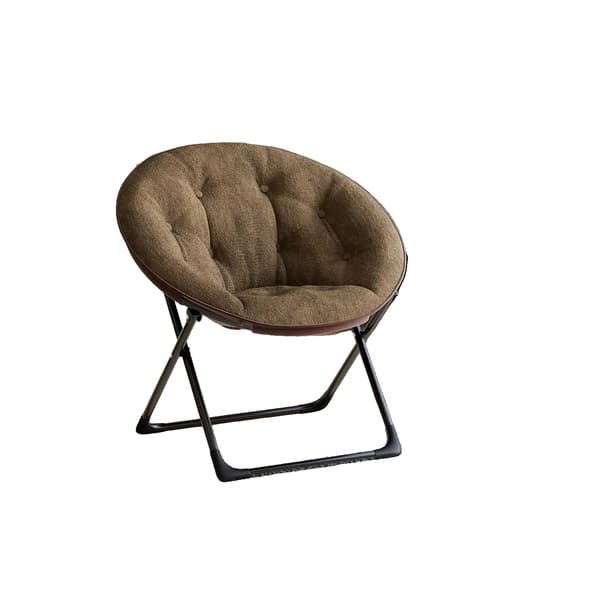 Månstol, Fällbar Design, Mjuk Polstrad Sits,Kaffe