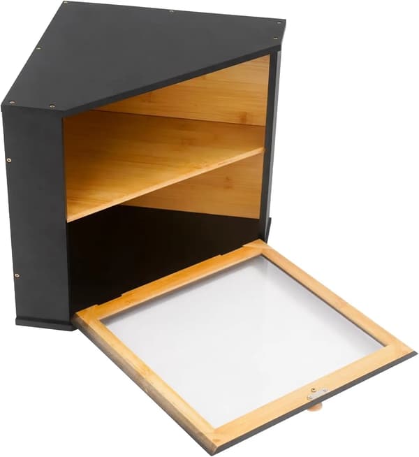 Brödbox, 2-lagers förvaring, triangeldesign,svart