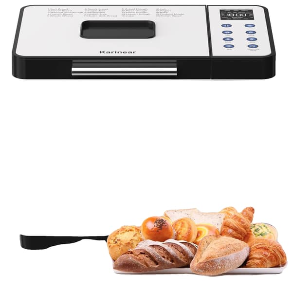 Brödmaskin, 20 Program, 15-Timmars Timer, 2kg Kapacitet, Rostfritt Stål, Mått 354x258x287mm