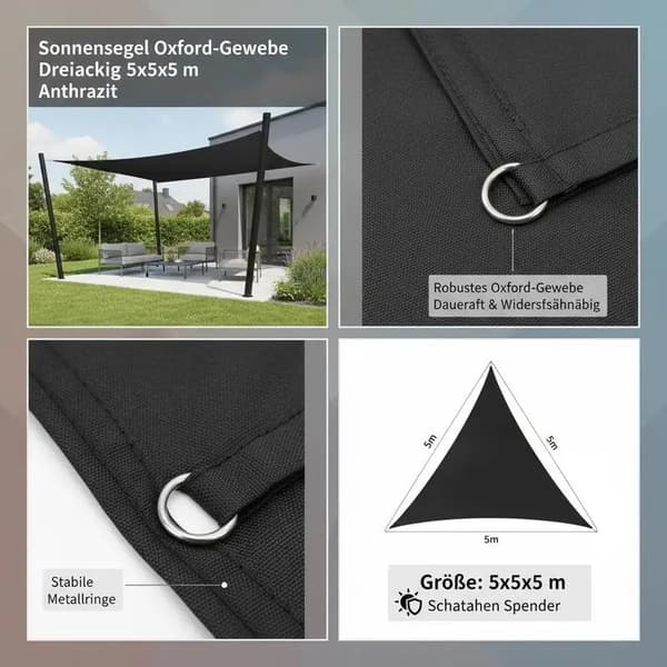 Trädgårdssegel, Triangulär Design, Hållbart Material,Antracit
