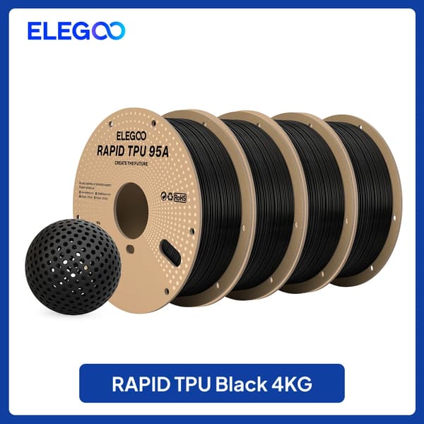 TPU Filament, 1,75 mm Diameter, Høj Fleksibilitet,Sort 4KG