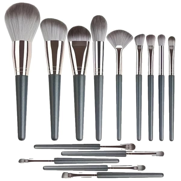 Makeupbørstesæt, 14 Stykker, Bløde Fibre,14PC-Grøn