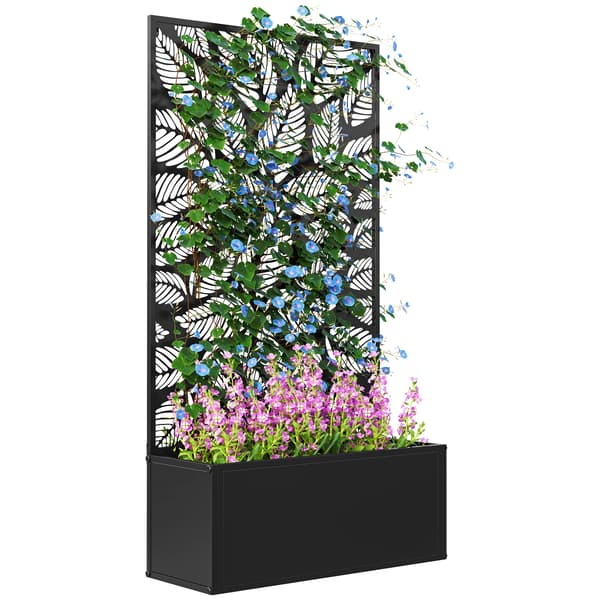 Planteringslåda, Metallmaterial, Dimensioner 30 x 30 x 60 cm, Stöder Klättrande Viner, Rostbeständig Yta, Robust Konstruktion