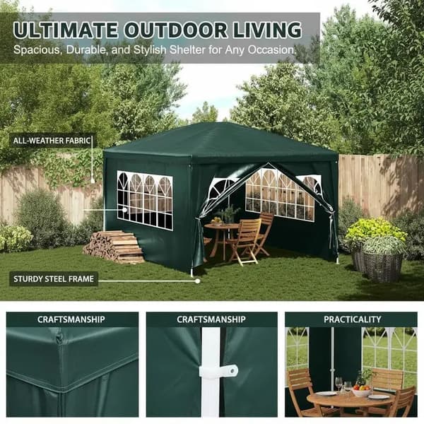 Paviljong, UV-skydd, Hållbart PVC-material,grön