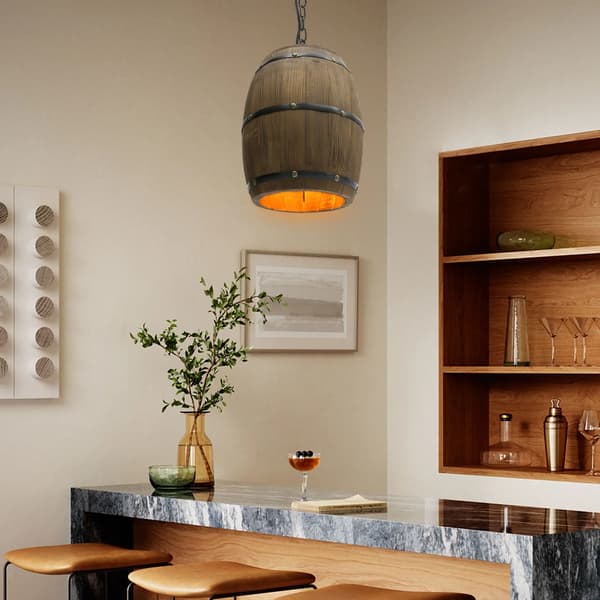 Pendellampe, Rustik Design, Justerbar Højde,lys gul, sort