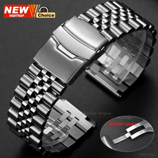 Armbånd, Solid Rustfrit Stål, Luksus Spænde Design,20mm, SV Solid spænde bånd