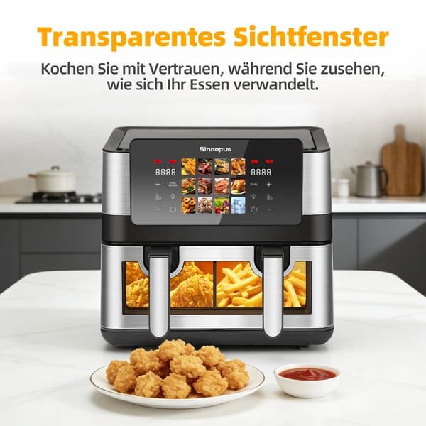 Luftfritös, Dubbelkorgsdesign, LED-Touchscreen,svart, EU