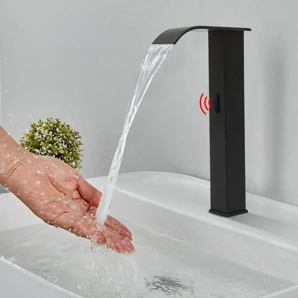 Automatisk Sensor Vandhane, Rustfrit Stål, Håndfri Betjening,sort, Rustfrit stål
