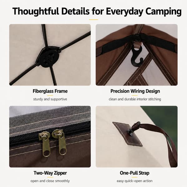 Utomhus Campingtält, 201T Polyesterfiber, Triangulär Formdesign, Lämplig för 2-3 Personer, Glasfiberstänger, UV-skydd 50+