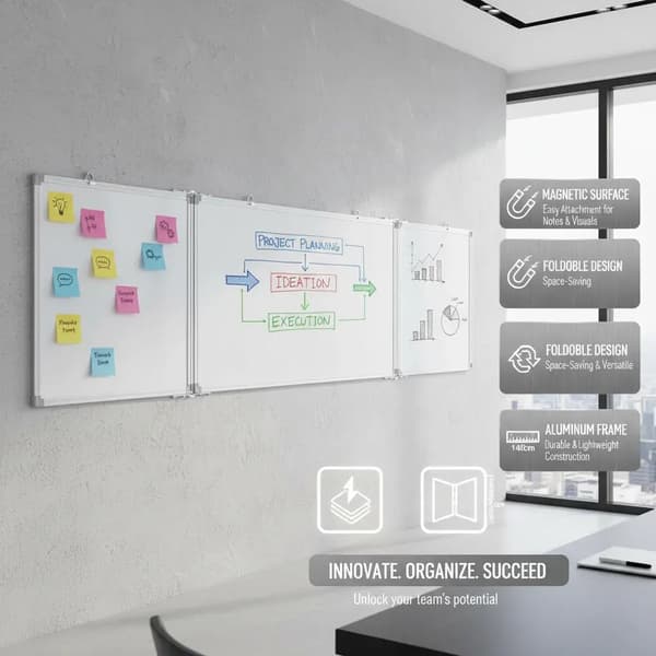 Whiteboard, Foldbart Design, Magnetisk Overflade,hær grøn
