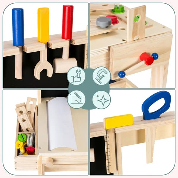 DIY Værktøjsværksted Sæt, til børn, 75 Elementer, Montessori Uddannelseslegetøj,Multifarvet