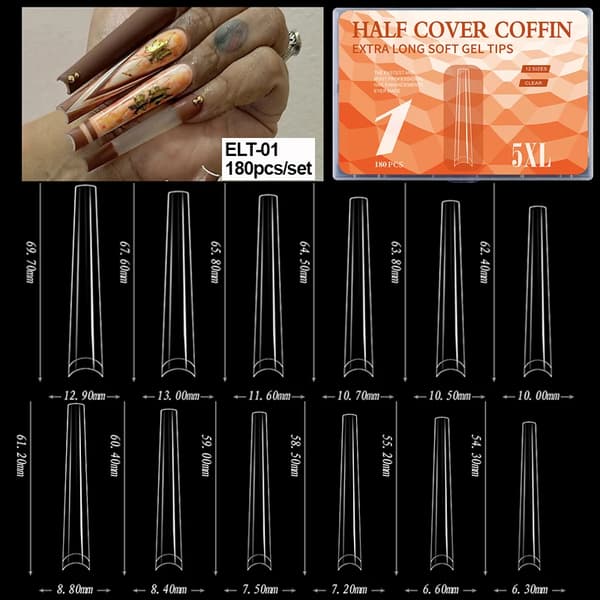 Falska Nageltips, Halv Täckande Design, Fransk Stil,ELT-01