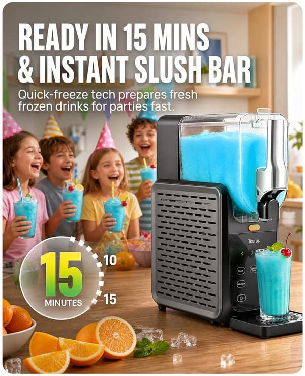 Slushmaskine, Hurtigfrys, 5 Forudindstillede Tilstande,sort