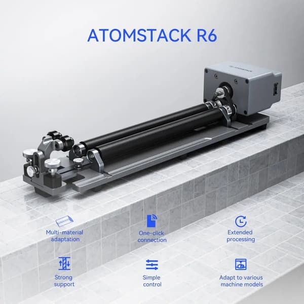 Rotary Roller, 360° roterende, smart genkendelse,ATOMSTACK R6