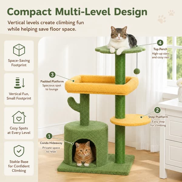 Kattetårn, Multi-niveau Design, Holdbare Kradsetræ,MAMT0204GN, M