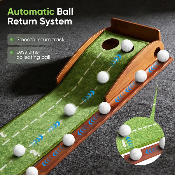 Golfmatta, Automatisk Bollåtervinning, Solid Träbas,grön
