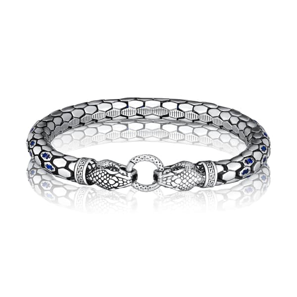 Armband, 925 Sterling Silver, Retro Ormhuvud Design,Silverpläterad