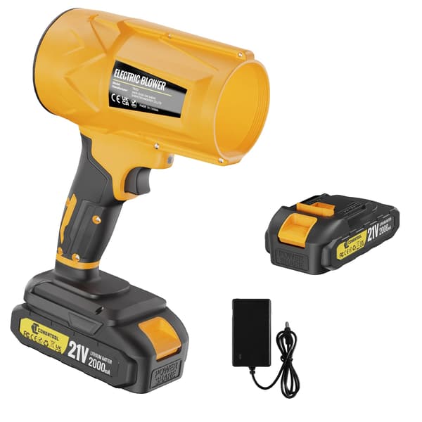 Elektrisk Blæser, 200M/S Vindhastighed, Dobbelt Batterisystem,1 Batteri 2000mAh