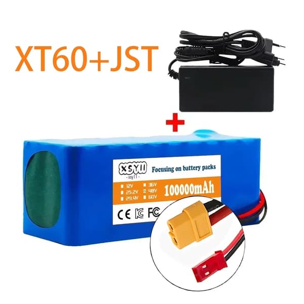 Litiumjonbatteripaket, 100Ah kapacitet, 48V spänning, XT60 JST