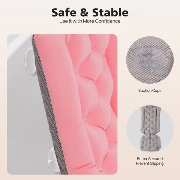Helkroppsbadkudde, Ergonomisk Design, Bekvämt Stöd, Rosa