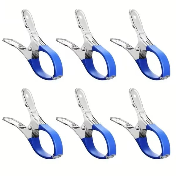 Poolöverdrag Clips, Rostfritt Stål, Pålitligt Grepp,6PCS Blå