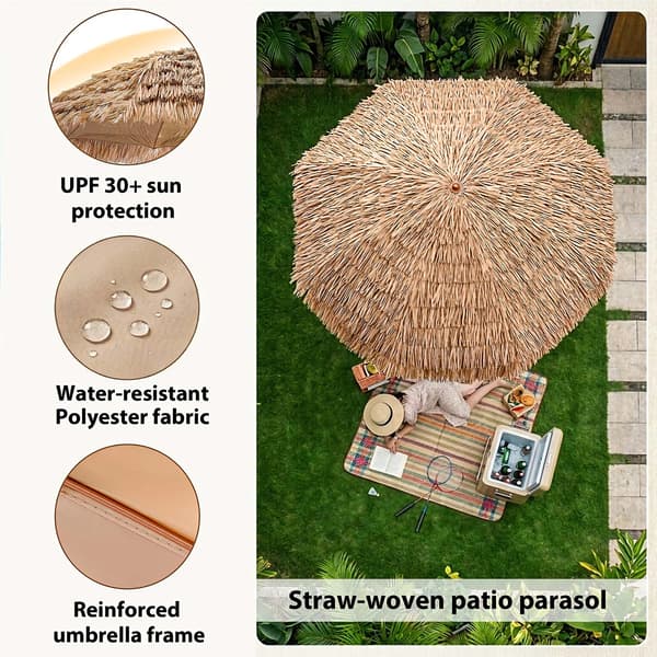 Strandparasol, UPF 30 UV-beskyttelse, Justerbar vippefunktion,200 cm