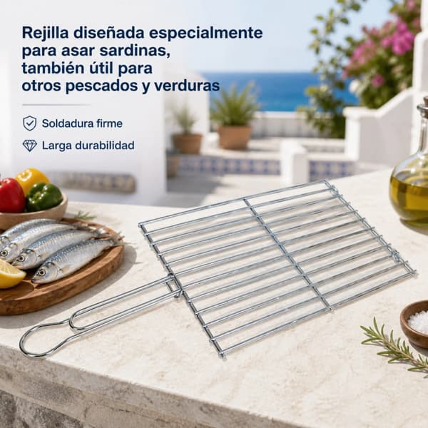 Grill til ristning, holdbart metal, ergonomisk design,63x 30x 2cm.
