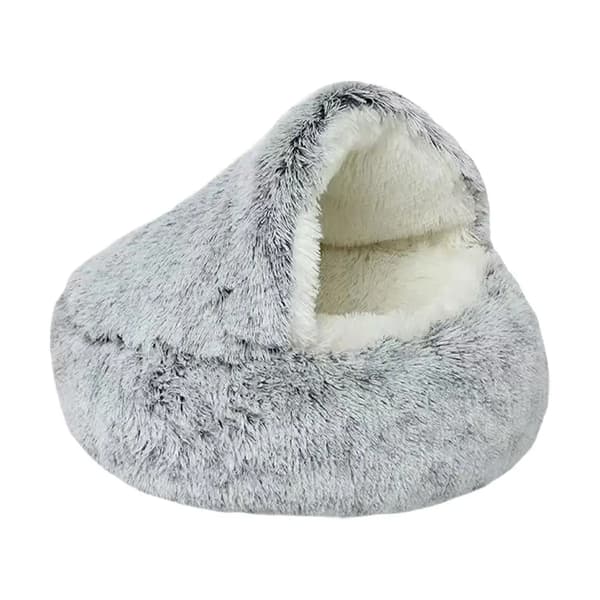 Kattbädd, Plyschmaterial, Halvinkapslad Design,svart
