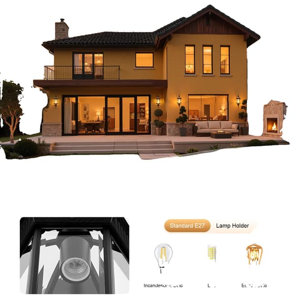 Væglampe, Elegant Design, Energi Effektiv,sort