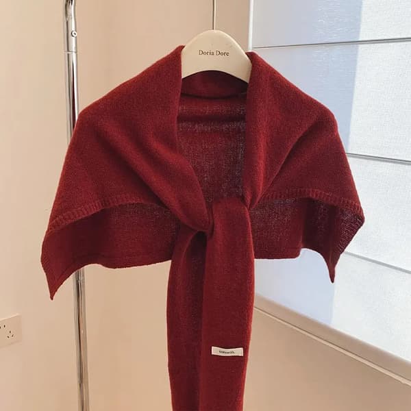 Sjal, 100% Ull, Lätt Design,Röd, En storlek-a