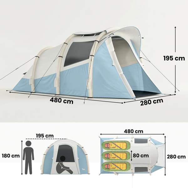 Campingtält, Två Rum, Snabb Uppställning, Blå