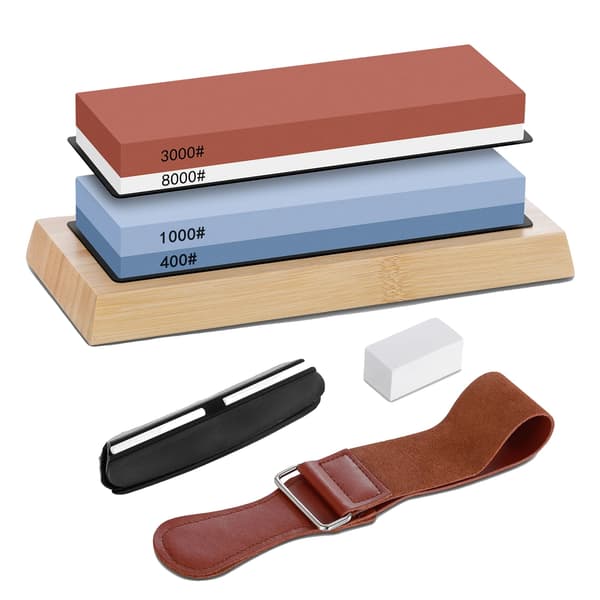 Knivslipsten Set, Dubbel Korns, Inkluderar Läderstrop,1 set