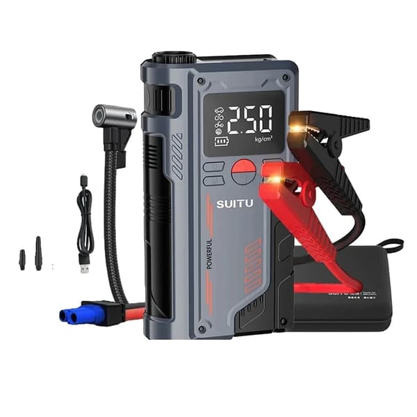 Jump Starter, Dækpumpe, LED Lys,LED