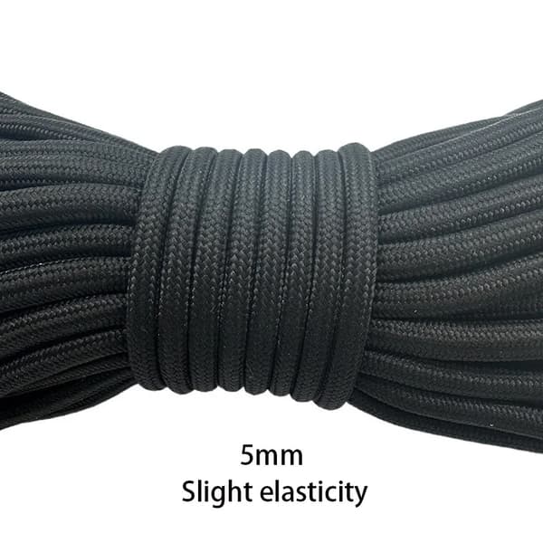 Paracord, Højkvalitets Polyester, Alsidige Anvendelser,15meter, 5mm Sort-a