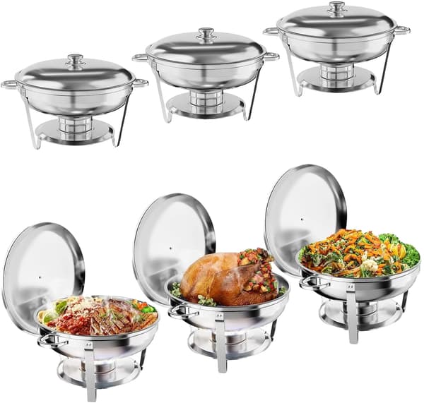Chafing Dish Set, Rostfritt Stål, 5-Quart Kapacitet,6st