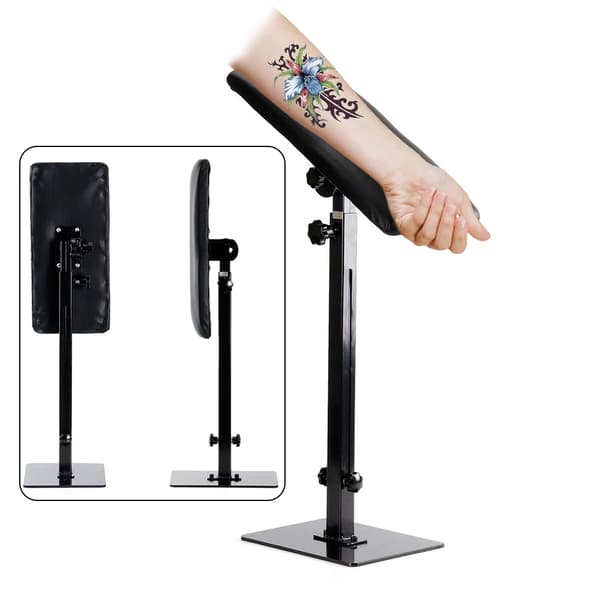 Tattoo Armstøtte, Justerbar Højde, 360° Rotérbar,sort