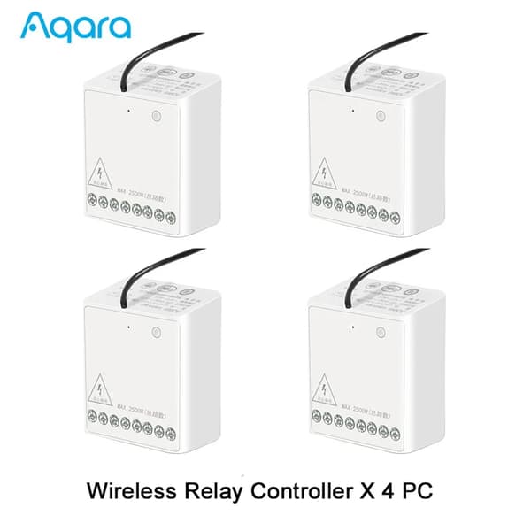 Aqara Trådløs Relæcontroller, Zigbee Forbindelse, 2500W Maksimal Effekt,4 stk Aqara relæ