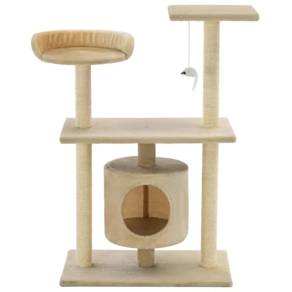 Kattetårn, Kompakt Design, Integrerede Kradsepæle,Beige
