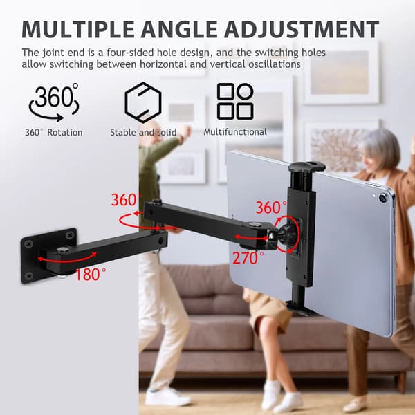 Tablet Väggfäste, 360° Svängarm, Platsbesparande Design,A