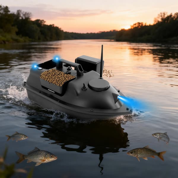 Bait Boat, 500m Positioneringsafstand, LED Nattelys,sort