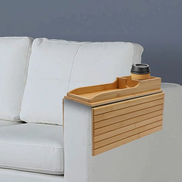Bärbar Soffbricka, Flexibel Design, Mugghållare Ingår,Träfärg