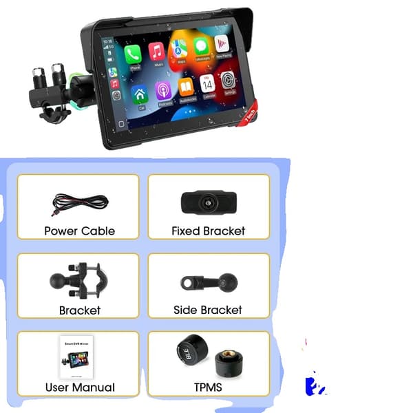 Digital Moto Dashboard, 7 tommer skærm, Carplay og Android Auto support,Ingen DVR TPMS
