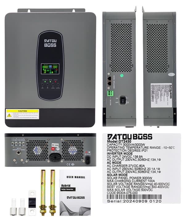 Hybrid sol inverter, hög effektklass, MPPT-teknik,24V 3000W