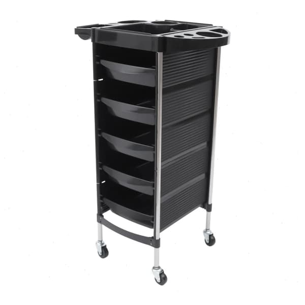 Salonvogn, 6-lags design, 360° drejbare hjul,sort