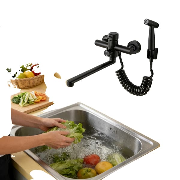 Køkkenvandhane, Multifunktionel Spraypistol, 360° Rotérbar,sort
