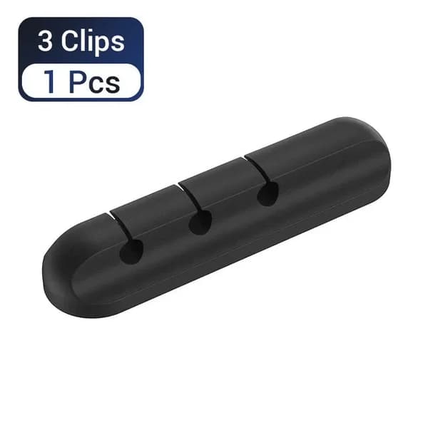 Kabelorganisator, Selvklæbende Design, Holdbart Materiale,3 Clips Sort