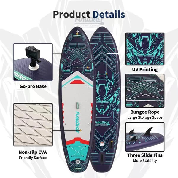 Stand Up Paddle Board, Bred Dæk, Holdbart Materiale,SUPFW50B