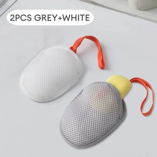 Exfolierande påse, Skonsam rengöring, Hållbart svampmaterial,2PCS-Vit och Grå
