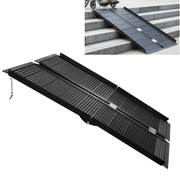 Kørestolsrampe, skridsikker overflade, nemt foldbart design,6ft