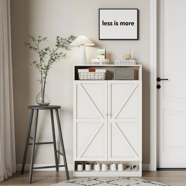Sko Skab, 8 Lag Opbevaring, Multifunktionelt Design,HVID